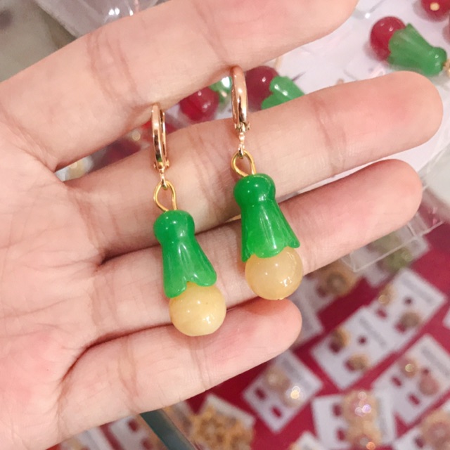 anting giok asli 4 warna anting ceklek