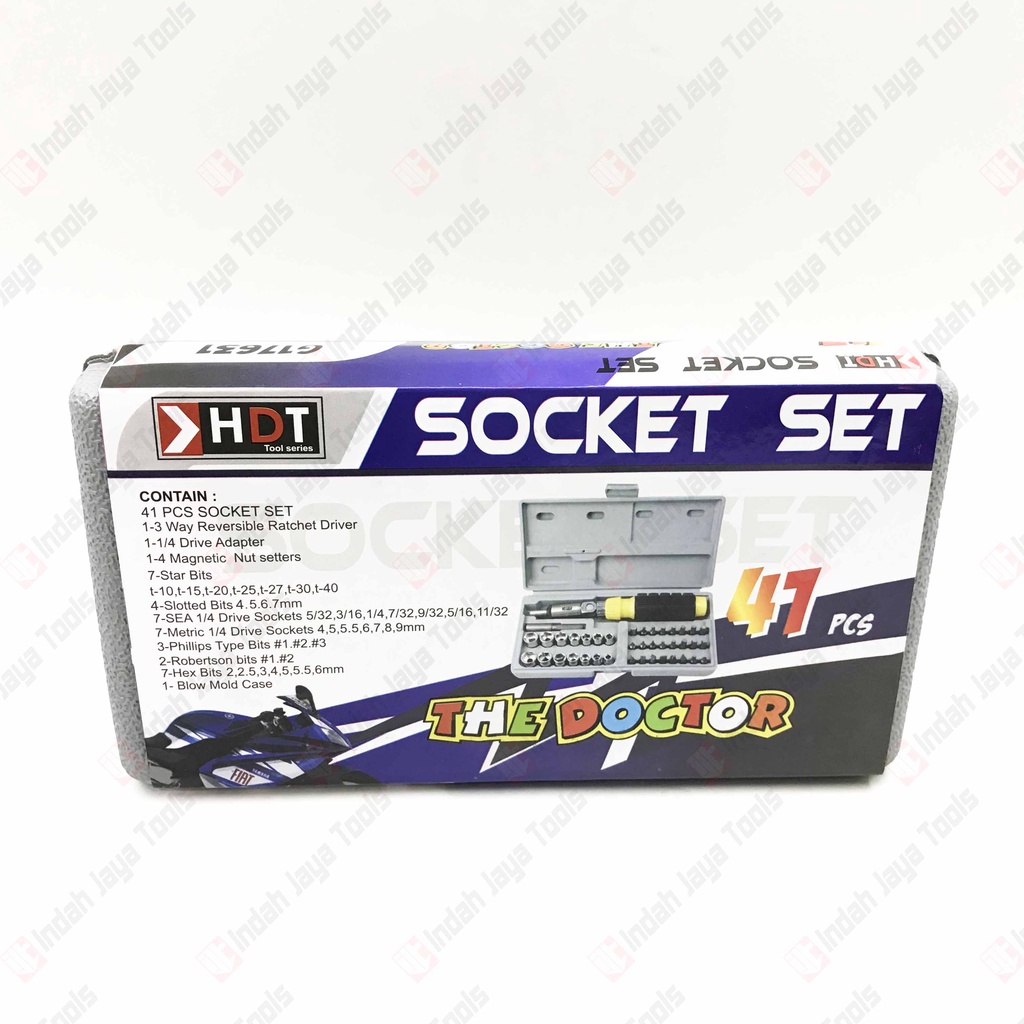 HDT Obeng 41Pcs Socket Set Rachet 41 Pc Sok Set Screwdriver