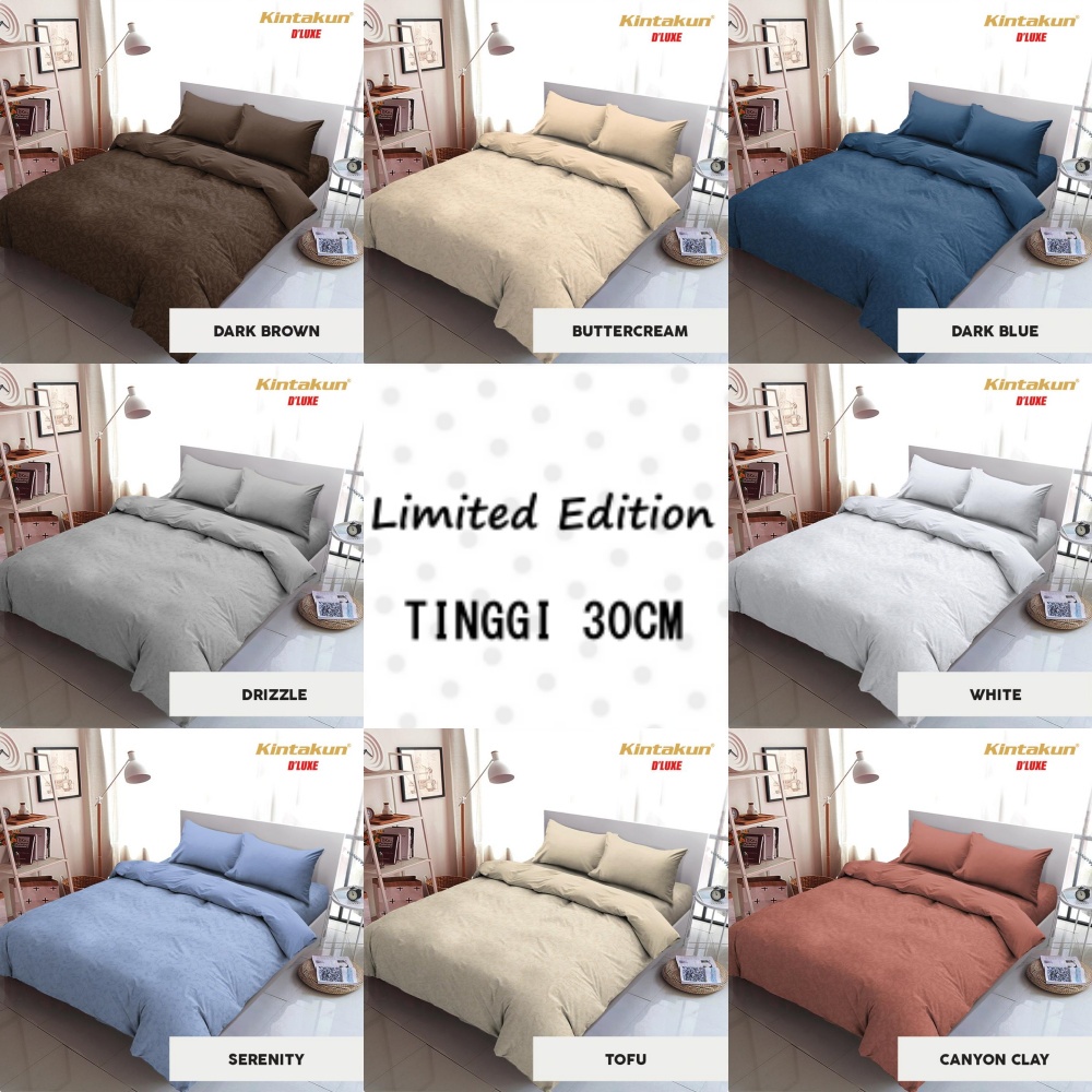 Kintakun Dluxe - Bed Cover King T30 (180x200) tinggi 30 LIMITED EDITION POLOS KOREA Terlaris pilihan