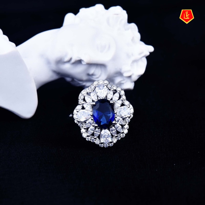 [Ready Stock]Elegant Luxury Natural Sapphire Ring