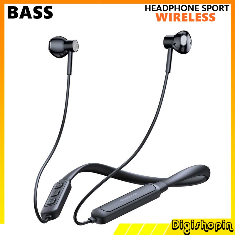 Headset Bluetooth 5.1 Super Bass Earphone Sport Headset Olahraga Dengan Mikrofon Headset Leher Sport Tws Earphone