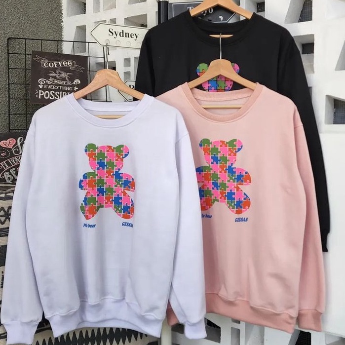 Outwear  Sweater Wanita Puzle Beear Bahan Pleace Terbaru