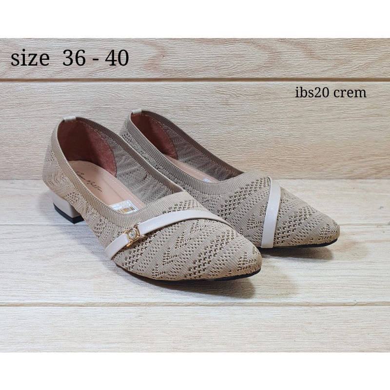 Sepatu Formal Hak Pendek Wanita Rajut Import VS6154