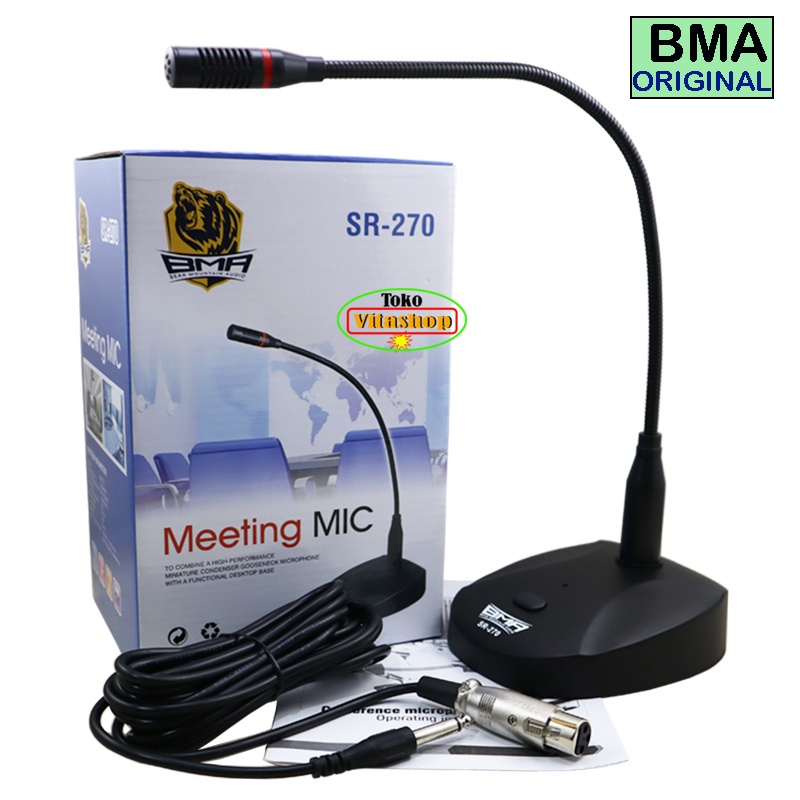 MICROPHONE MEJA PODIUM BMA SR-270 MIC MIMBAR CERAMAH MIK KABEL ASLI