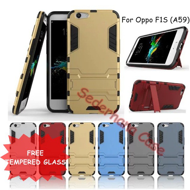 New Case Oppo F1S A59 Armor Robot Transformer Back Casing + Tempered Glass Murah