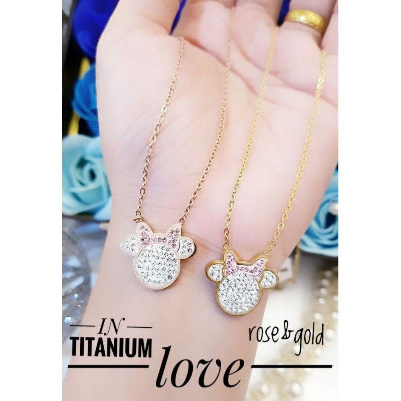 Kalung Titanium Miki/Minie Mouse Full Diamond
