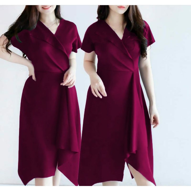 Casual dress ratu Dress Pesta / Midi Dress / Dress Wanita / Dress simple / Dress Kondangan / Dress Kekinian mc