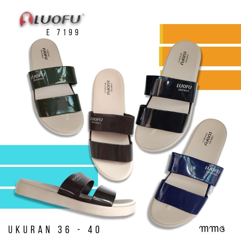 Sandal selop wanita ban 2 LUOFU E-7199