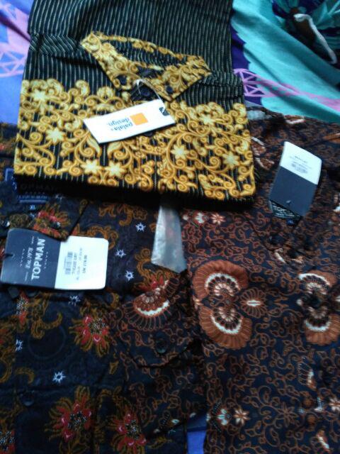 Freypv 7262 Long Batik Black Brown Floral M-xl Kemeja Batik