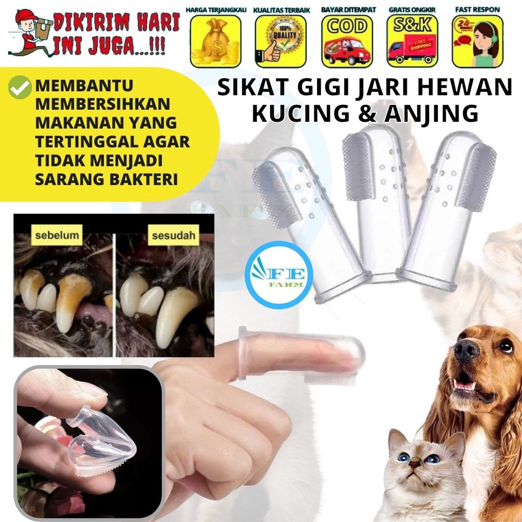 Sikat Gigi Jari Bahan Silikon Untuk Anjing dan Kucing FEFARM