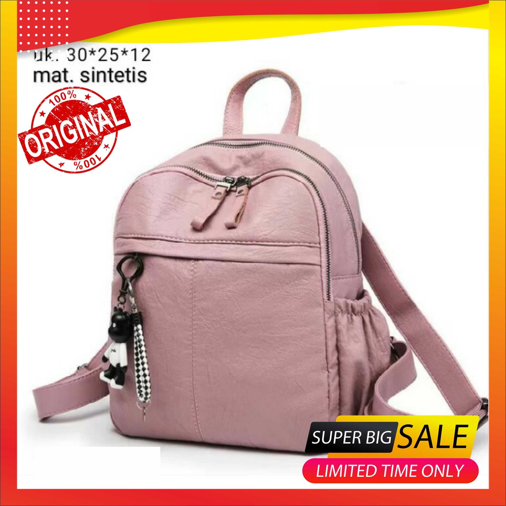 tas kulit gendong kecil ransel wanita