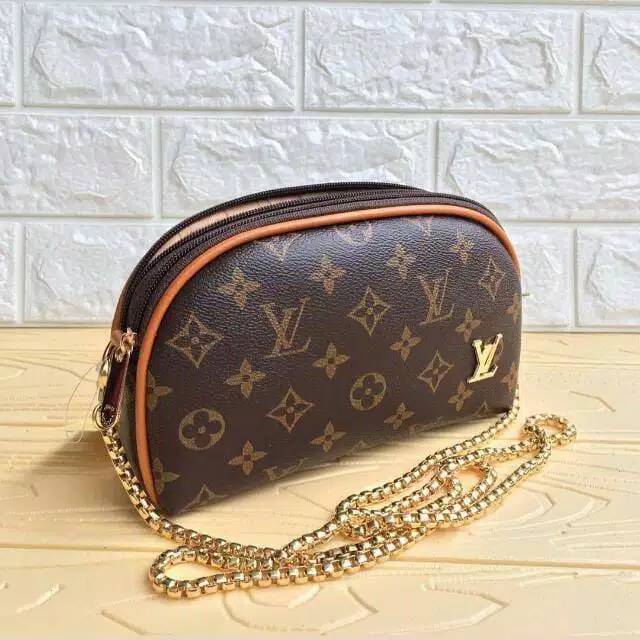 DOMPET CLUTCH LV KERANG 2 RUANG SELEMPANG WANITA MINI LV DAMIER MONO BUNGA