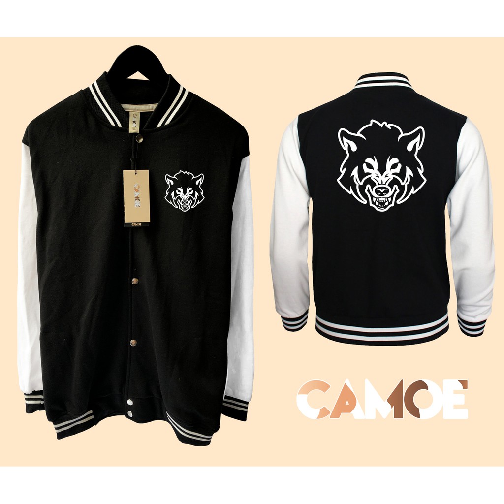 jaket varsity baseball premium desain wolf serigala fox