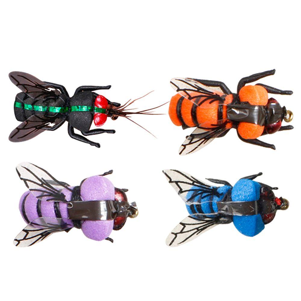 Preva 2pcs Serangga Lalat Fly Hook Portable Bionic Bee Serangga Engkol Mengambang Umpan Umpan