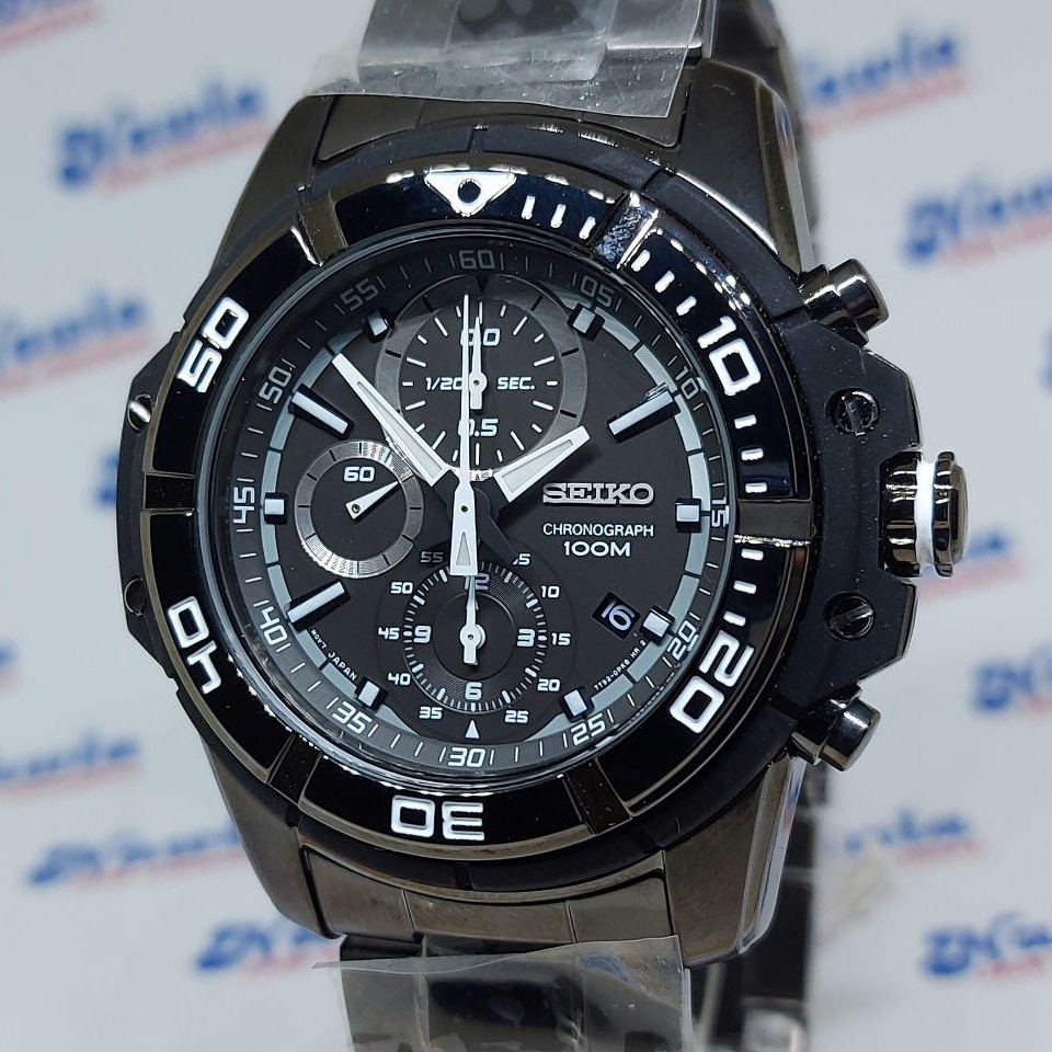 Seiko Quartz SNDB49P1 Chronograph Full Black - Jam Tangan Pria SNDB49