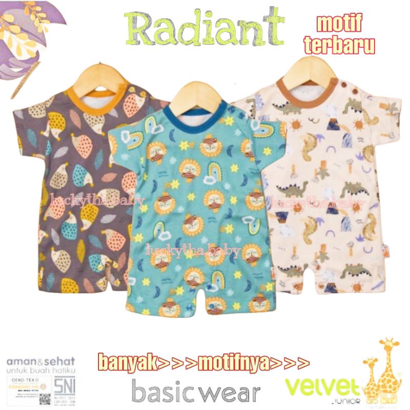 3pcs_ ROMPER VELVET JUNIOR great adventure, Courage Parade of joy , SAVANNA SOUL  / JUMPER BAYI SEGI 4 / BAJU KODOK SEGI EMPAT VELVET TERBARU