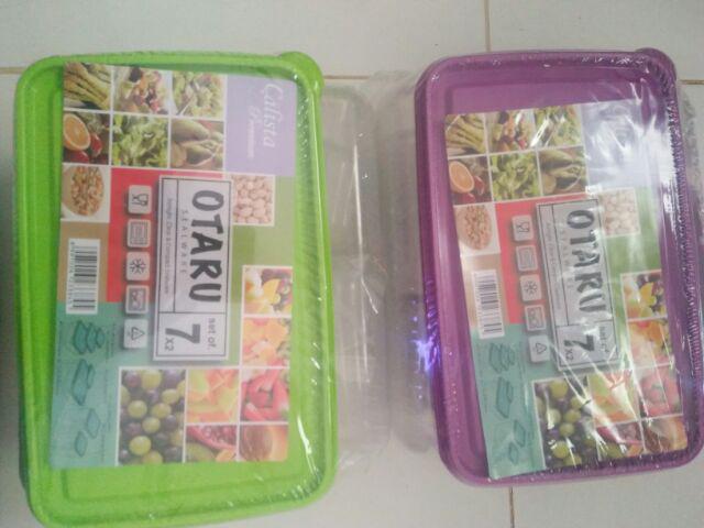 Calista Otaru Bening Isi 14 Pcs (7 Set) / Toples Plastik / Tempat Makanan / Container / Warna Hijau