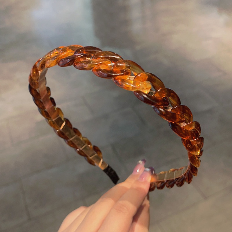 Headband Bahan Akrilik Model Rantai Kepang Untuk Wanita