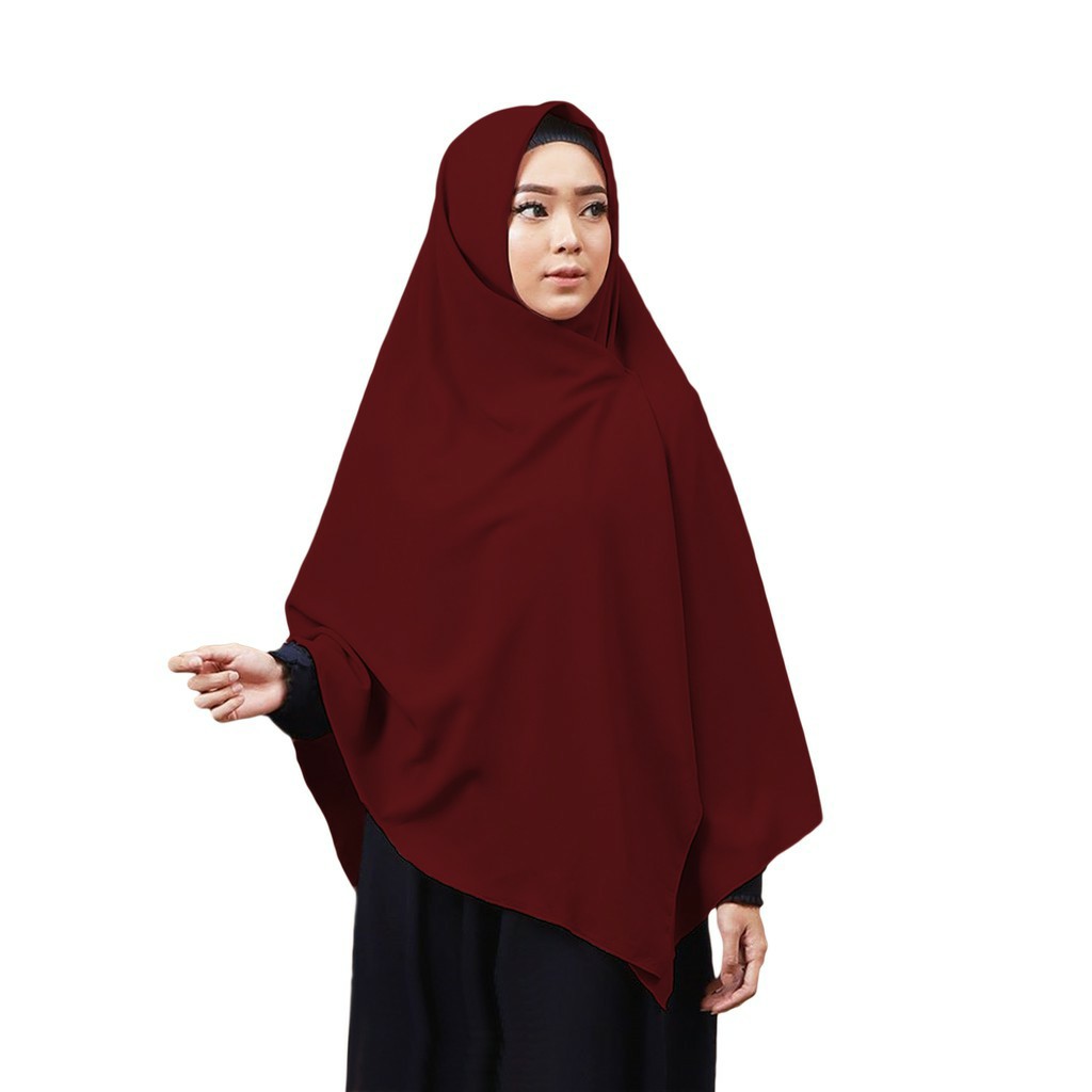 TERMURAH JILBAB SEGI EMPAT 150 X 150 / jilbab jumbo wolfis syari 150 / hijab kerudung jumbo grade A-MARUN