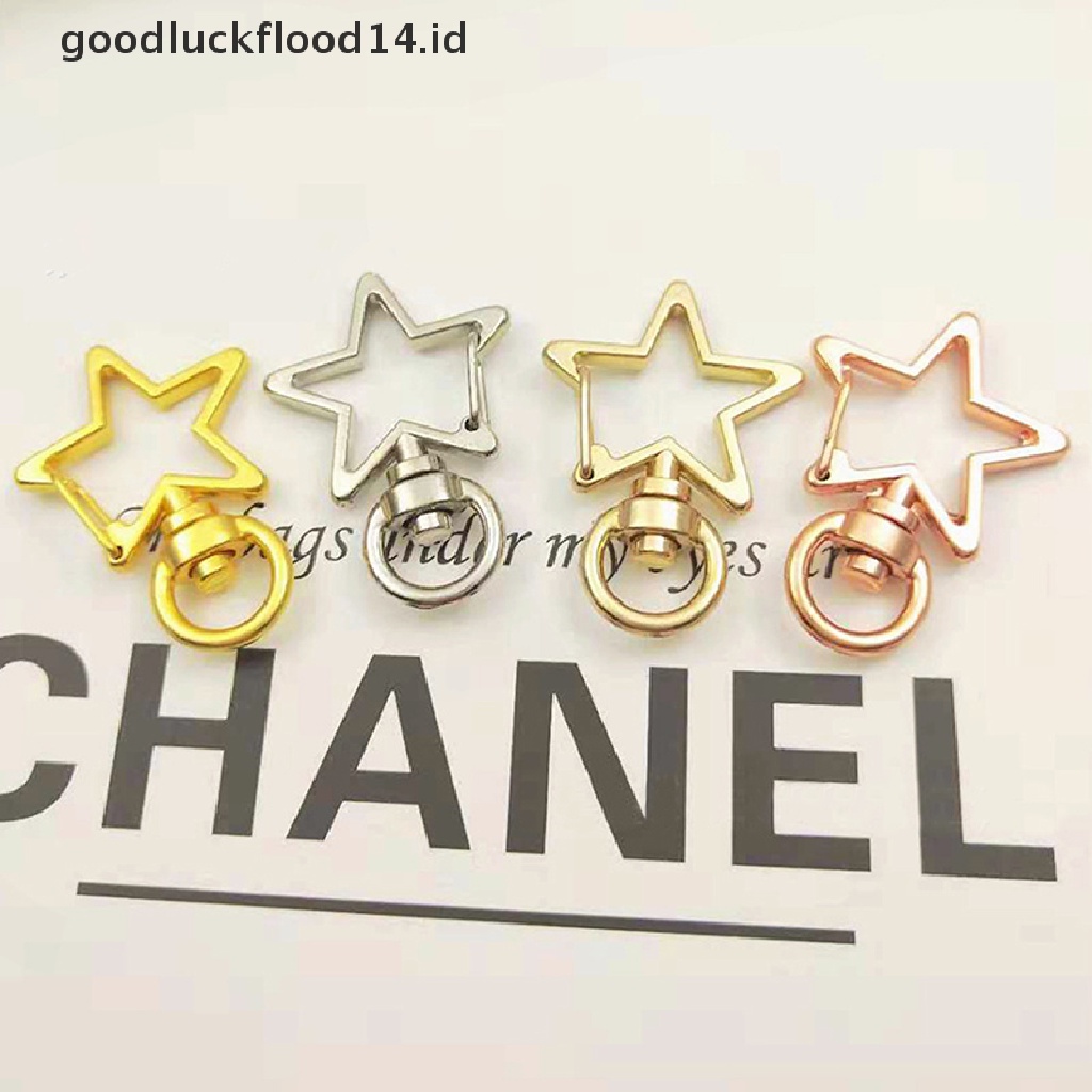 [OOID] 10pcs New Star Hollow Key Chain Key Ring keychain DIY Accessories Lobster Clasp ID