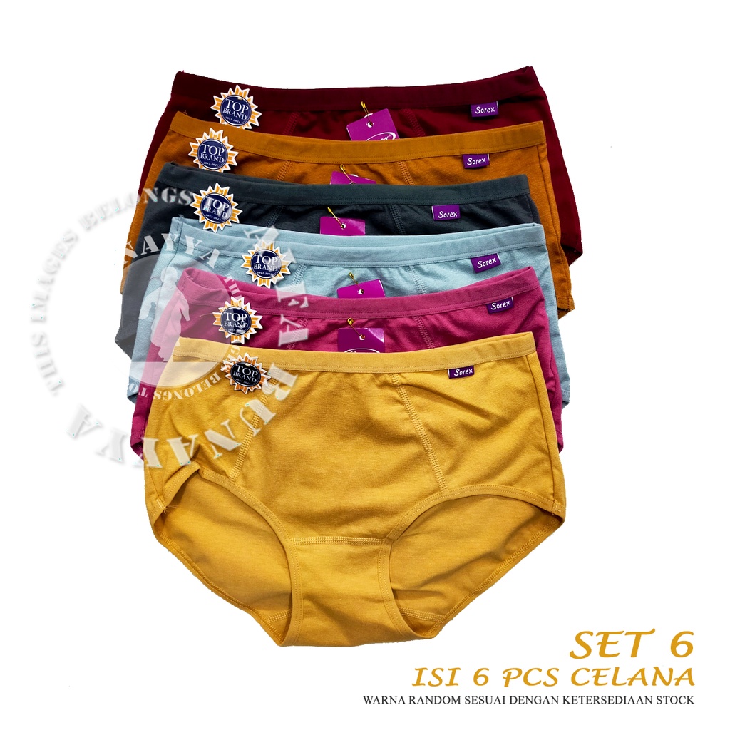 6 Pcs Celana Dalam Wanita SOREX 1179 - CD Underwear - Comfort Fit - Pakaian Dalam Wanita Katun Cotton