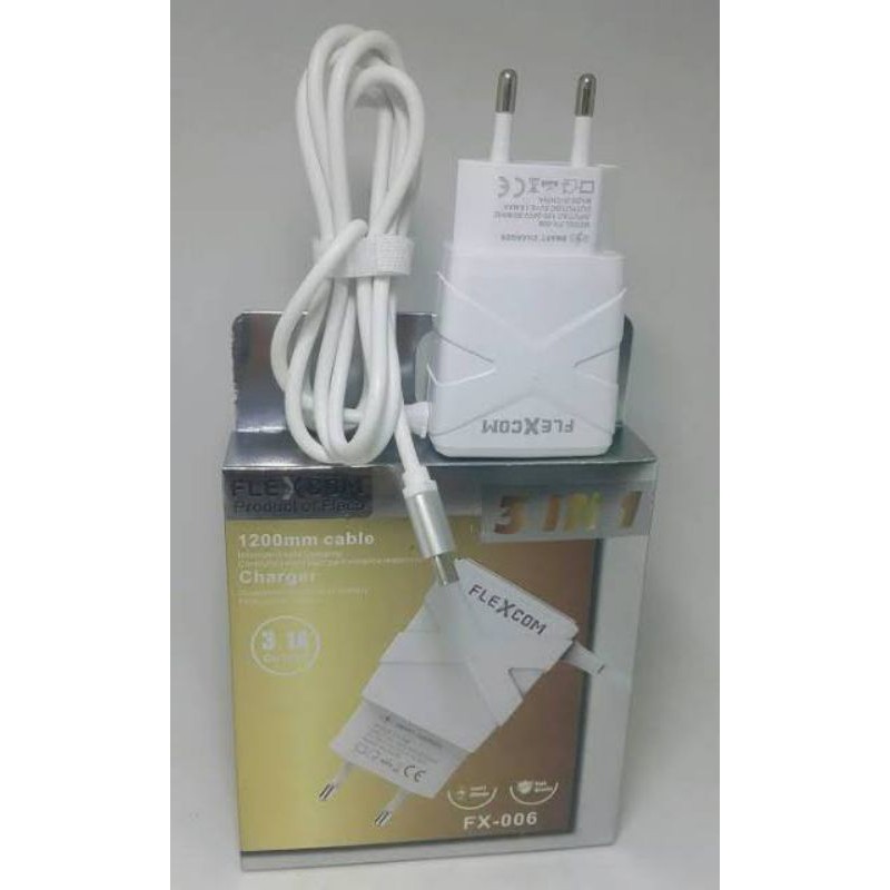 Charger Flexcom FX-006 Fast Charging 3 IN 1 USB kabel 1 Meter