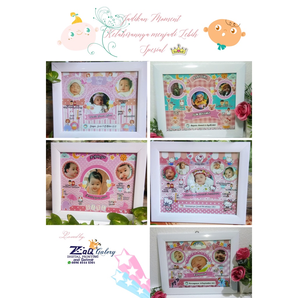 Biodata Bayi Lucu Cetak + Bingkai bisa custom 10R-5