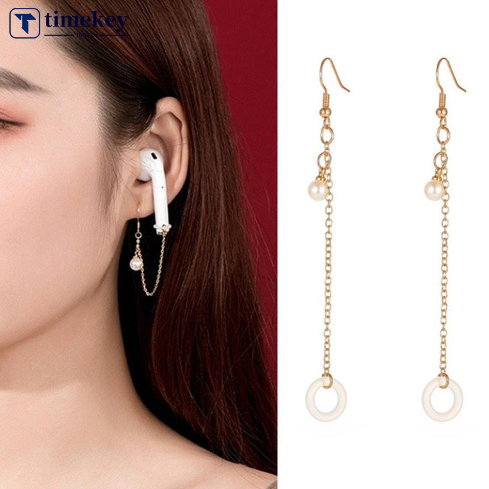 Timekey Earphone Wireless Bluetooth Anti Hilang Dengan Klip Telinga Panjang Untuk Wanita A1K3