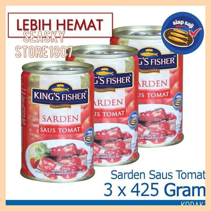 

[ KING'S FISHER PAKET 3 PCS SARDEN SAUS TOMAT 425G MAKANAN KALENG KINGS]