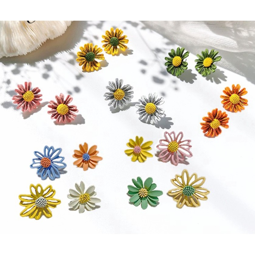 Anting Bunga Daisy Sterling Silver S925 Gaya Korea Fashion Women Flower Earring Korean Style