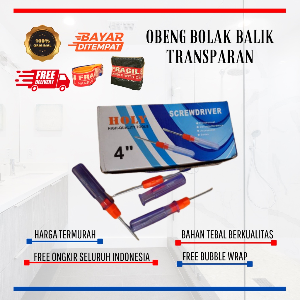 OBENG BOLAK BALIK TRANSPARAN UKURAN 4 INCH/ OBENG MIN PLUS / OBENG BELIMBING TRANSPARAN