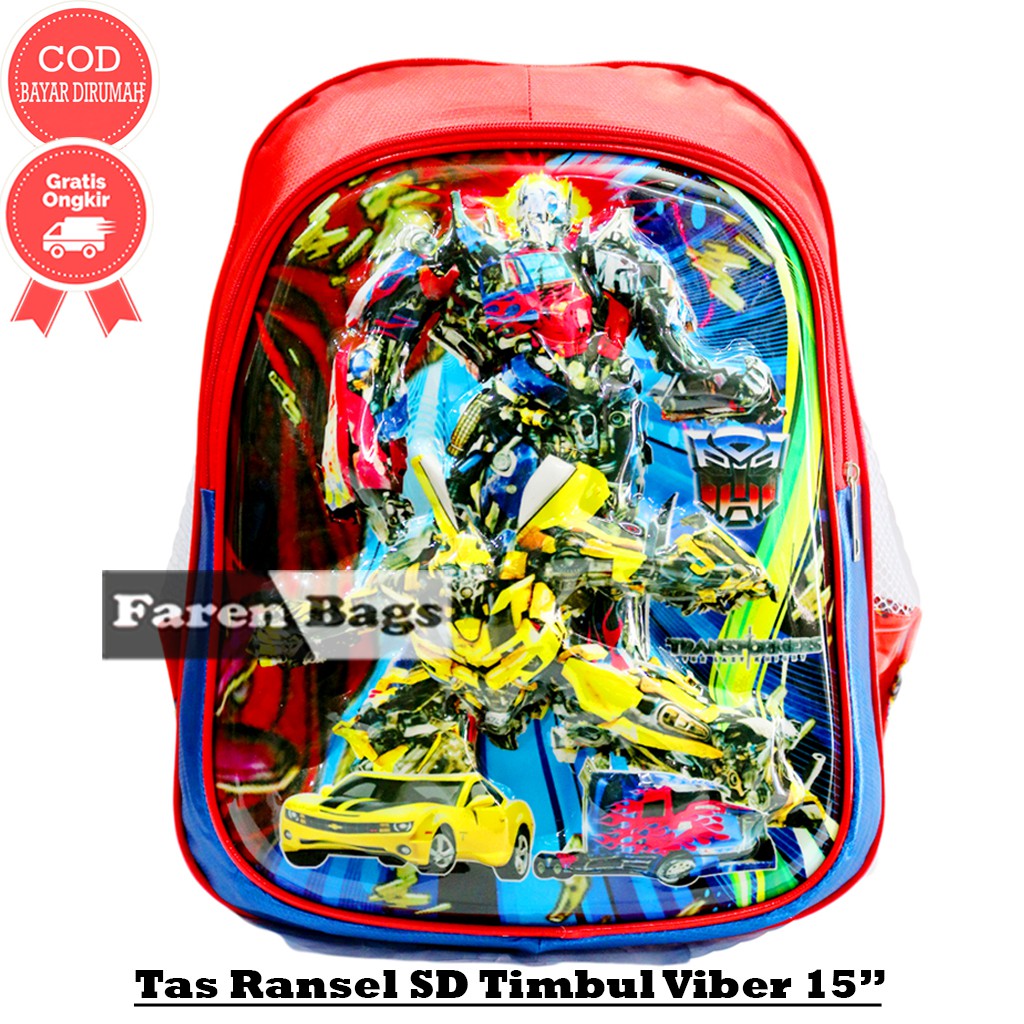 Tas Anak Karakter Timbul - Tas Sekolah Anak Laki Tobot 3 Dimensi / Tas Ransel Anak SD TK SUPER HERO