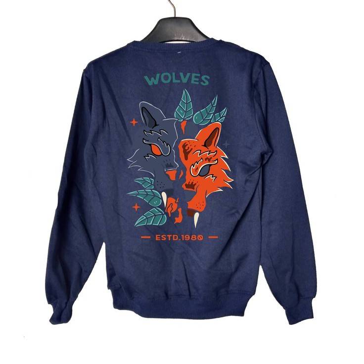 Crewneck Wolfes Sweater Pria Fleece Size M - XXL