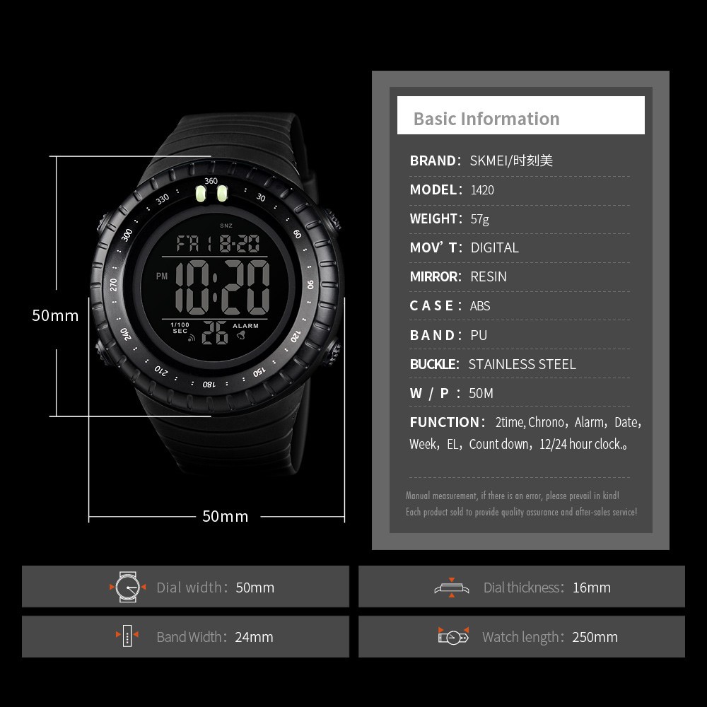Jam Tangan Pria Digital Skmei 1420 Water Resistant 50M - Jam Tangan Sport - Jam Tangan Olahraga