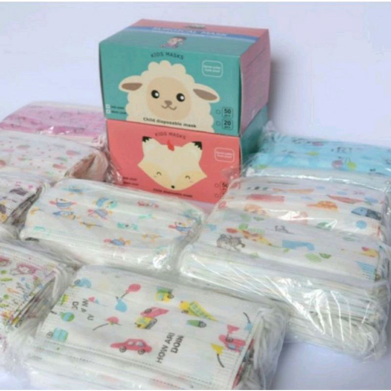 Masker Anak Motif 3 ply isi 50 pcs / Masker anak isi 50 pcs