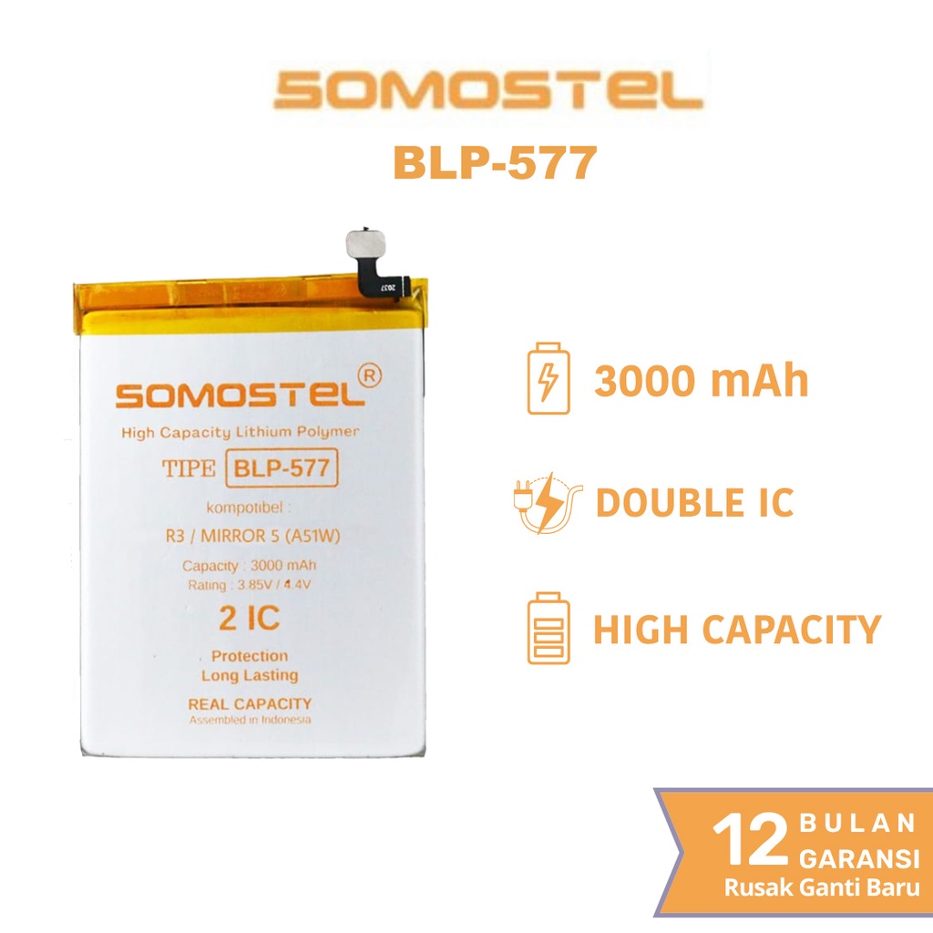 Somostel - BLP577 R3 R7005 / R7007 / Mirror 5 A51W - Batre Batrai Baterai