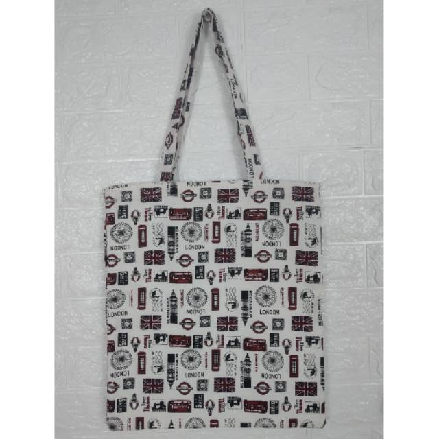 Totebag motip london/tas sekolah dan kerja