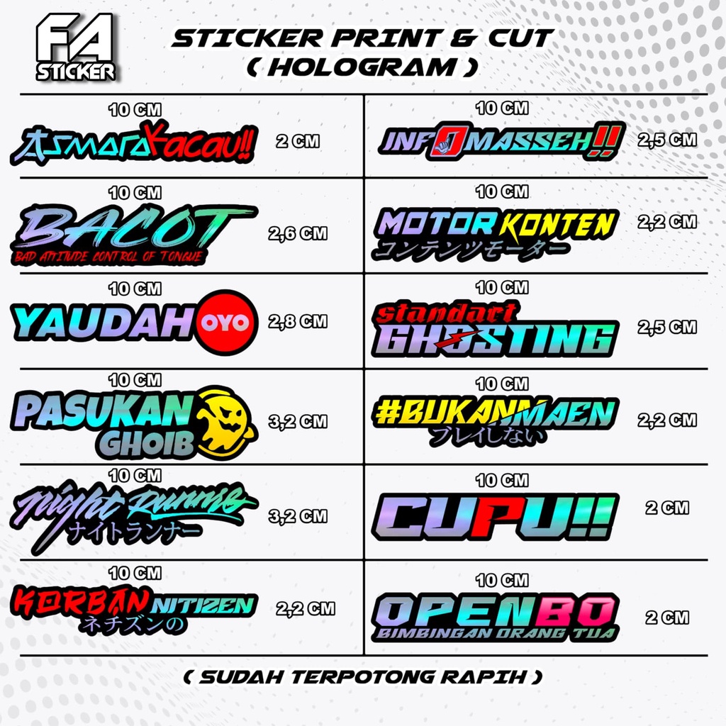 Stiker Pack Racing isi 22 25 27 30 Sticker Racing Stiker Sponsor Stiker Helm Stiker Motor Sticker Motor