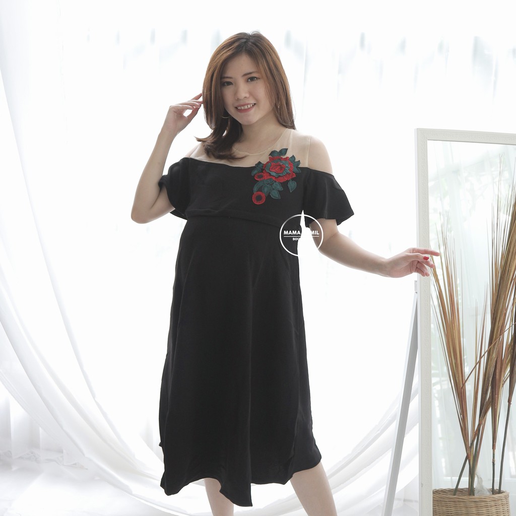 Baju Hamil Dress Hamil Menyusui Pesta Rose Agatha Dress ...