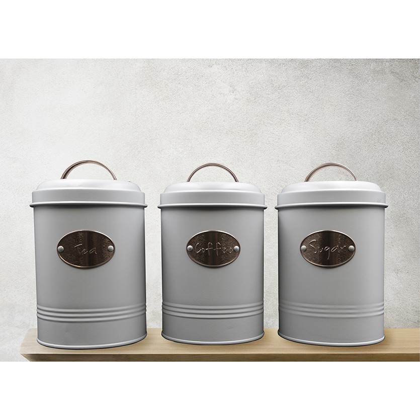 [1 SET ISI 3] Canister / Toples Teh, Kopi, Gula - Shabby Chic, Vintage - DS-5082