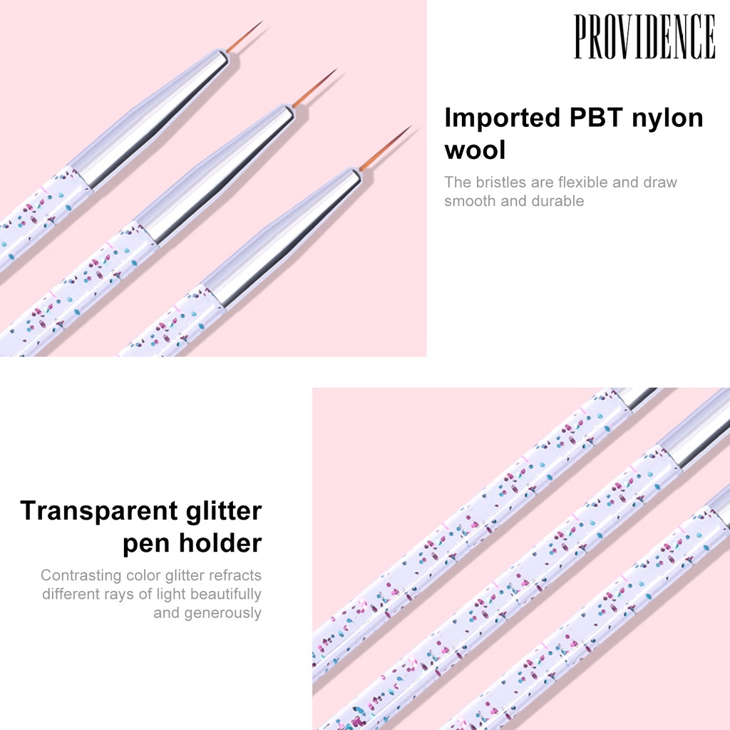 Providence 3Pcs/Set Nail Painting Pen Colorful Surface Ergonomics Handle Ultra Thin Flower Design Stripes Lines Liner DIY Drawing Pen for Manicure