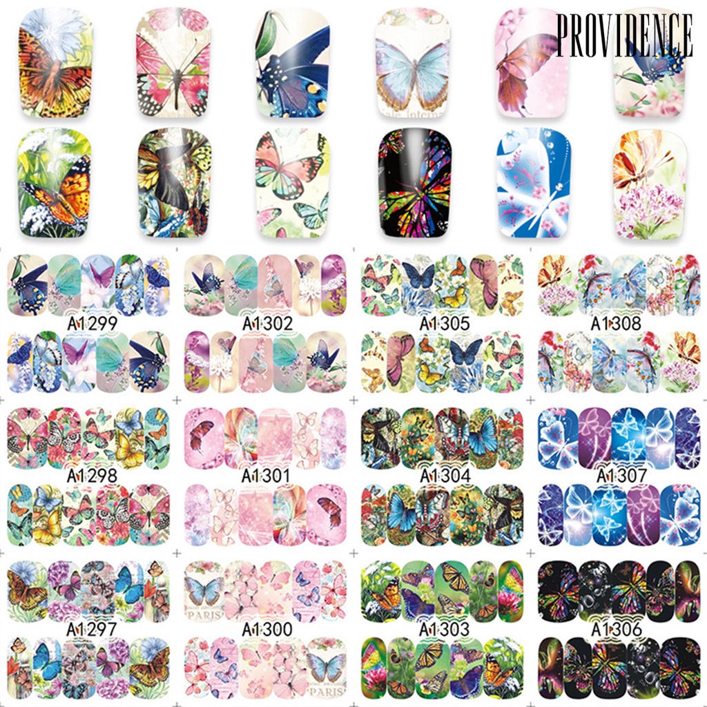 Providence 12Sheet Nail Patch Printed Pattern Waterproof Multiple Styles Women Nail Art Sticker for Beauty