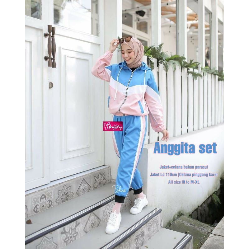 Anggita set || set parasut || set sport || set jaket celana