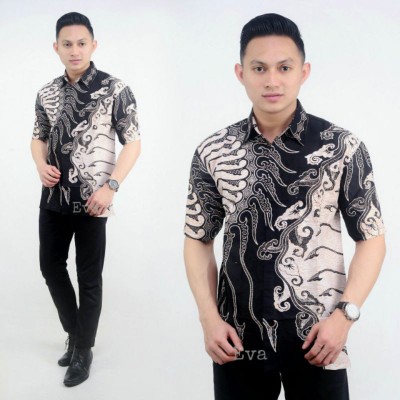 Bswart Batik Hrb026 Kenongo Hem Pendek Anjani Biru Pekalongan M L Xl Batik Pria Murah Modern Grosir