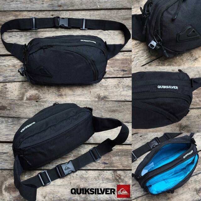 Kompek tas pinggang pria slempang new quiksilver hitam blg or