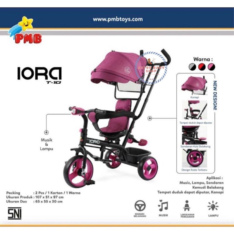 Tricycle Sepeda Anak PMB T10 Iora Stroller Sepeda