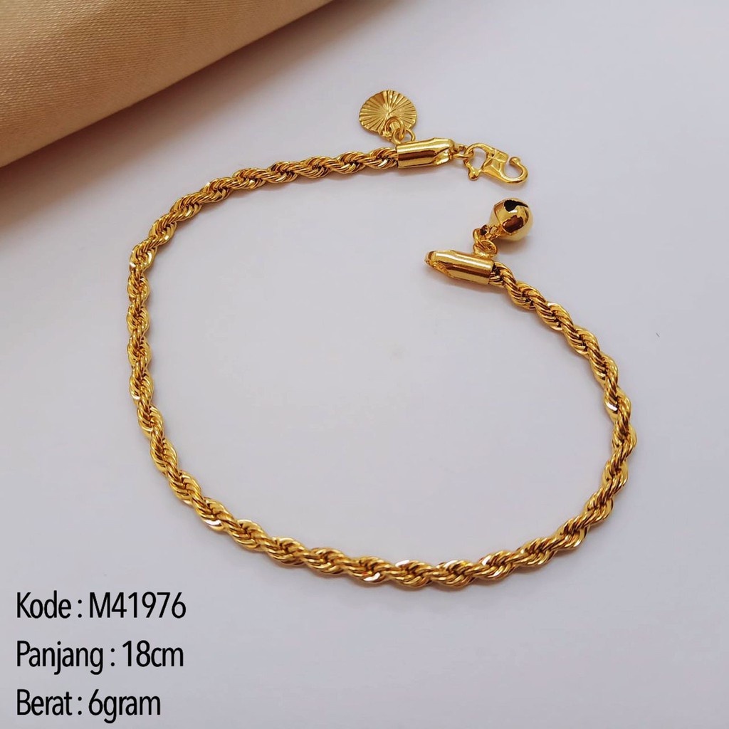 P41976 Gelang Tangan Gelang Wanita Gelang Rantai Tali Lilit ukuran Kecil  Lapis Emas24K Anti Karat