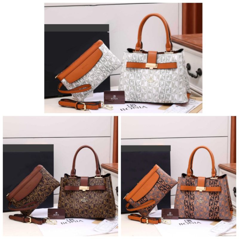Handbag Bonia set 2 in 1 1115 handbag Premium Tas Jinjing Wanita Tas batam
