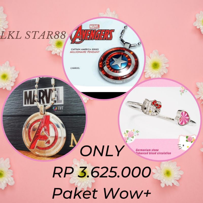 Pendant Captain America + Pendant Avengers + Bangle Hello Kitty ORIGINAL MCI