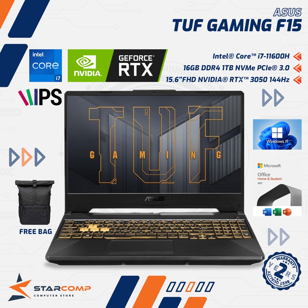 ASUS TUF GAMING F15 FX506HCB i7-11600H 8GB 512GB RTX3050 4GB W11 OHS